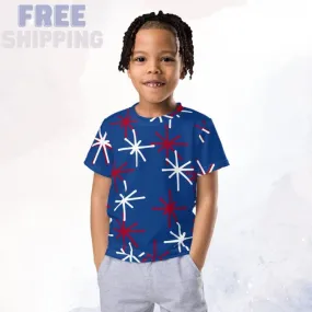 Patriotic Blue Crew Neck Tee for Kids