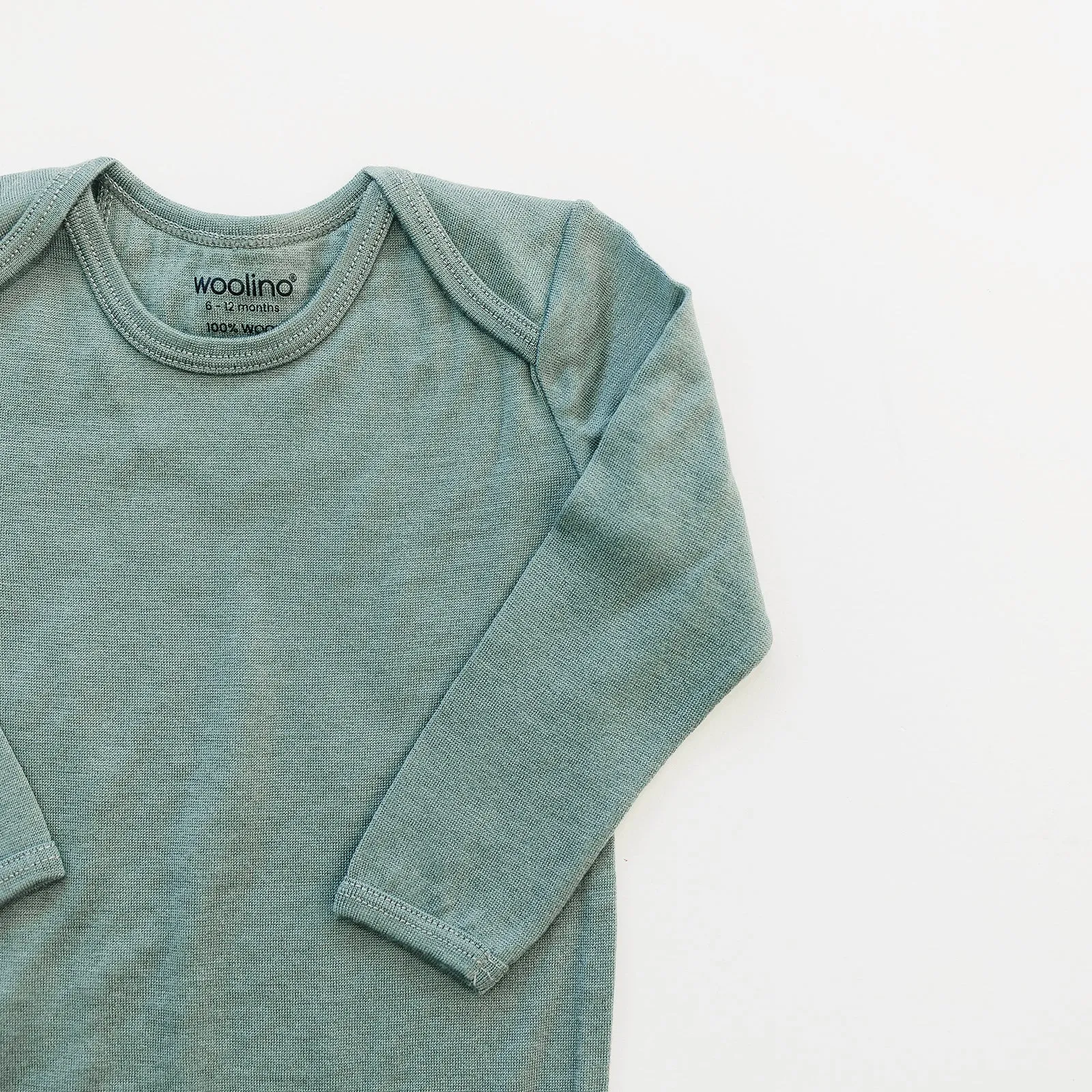 Baby Bodysuit, Long Sleeve, Merino Wool, Sage