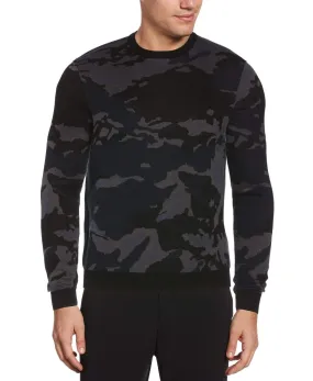 Big & Tall Tonal Camo Crew Neck Sweater