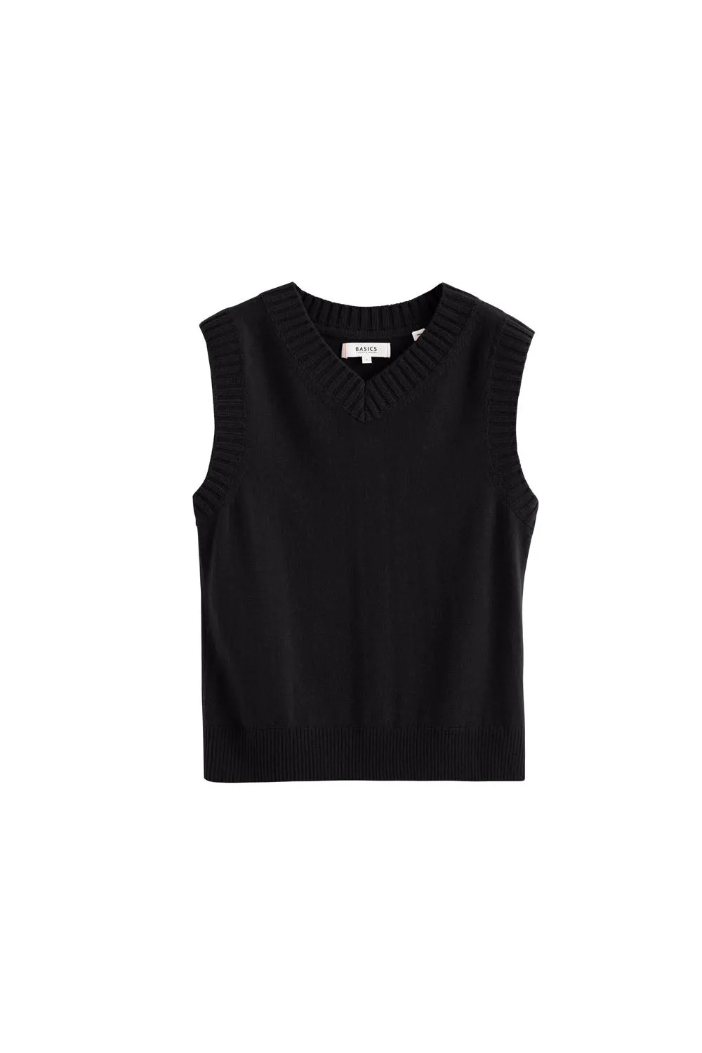 Black Wool-Cashmere V-Neck Tank