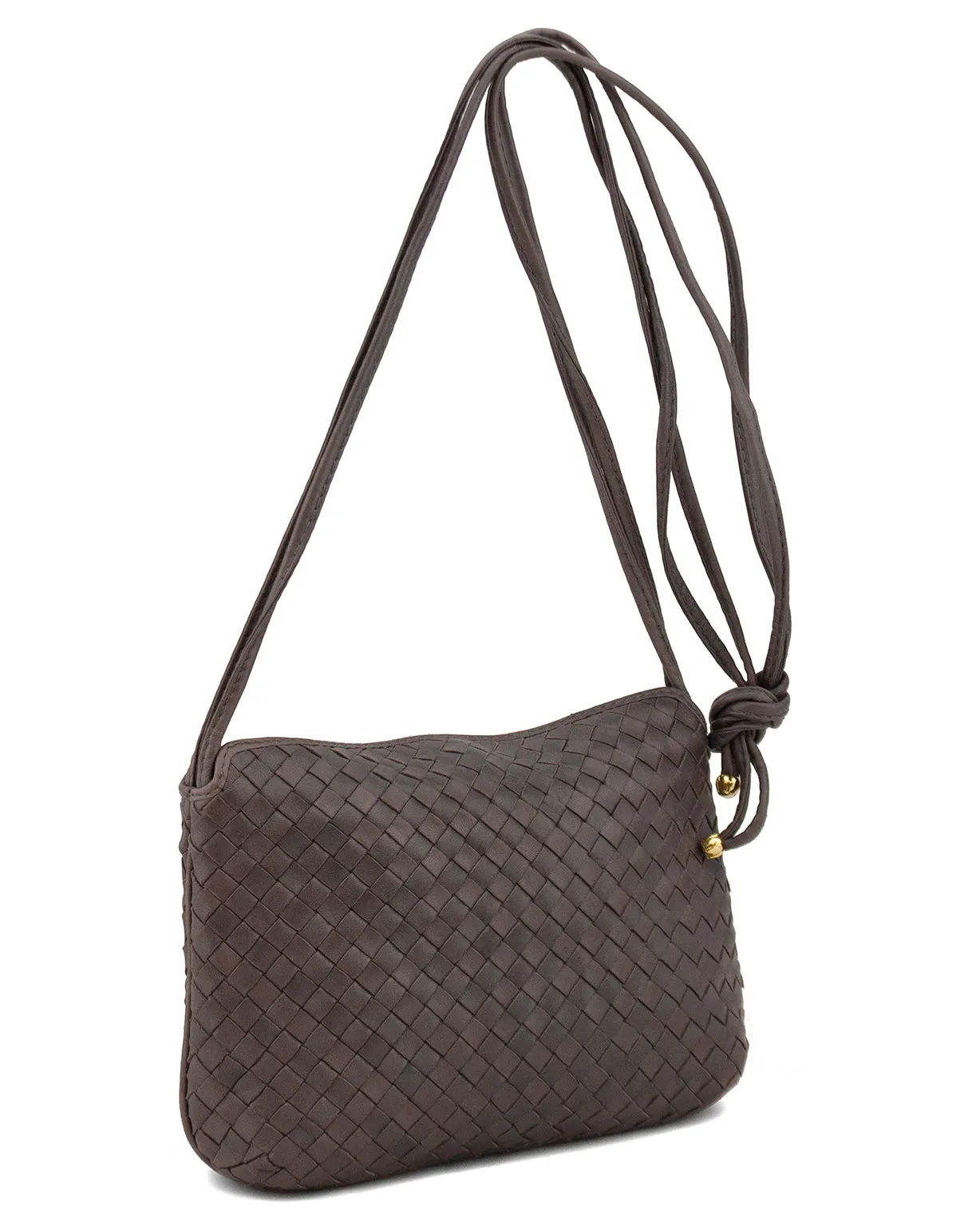 Brown Woven Leather Bag