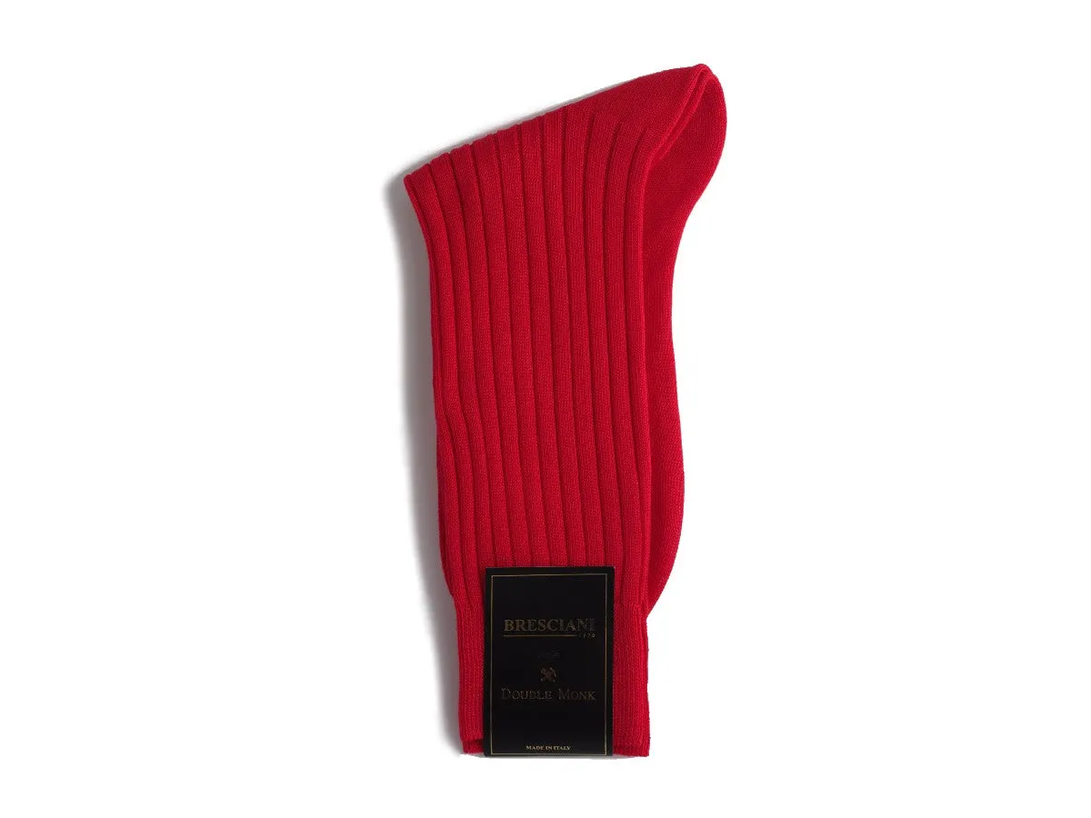 Calf Length Cotton Socks 3-Ply Rosso