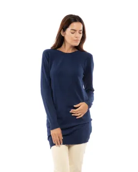 Cashmere Crew Neck Dress Melange Blue