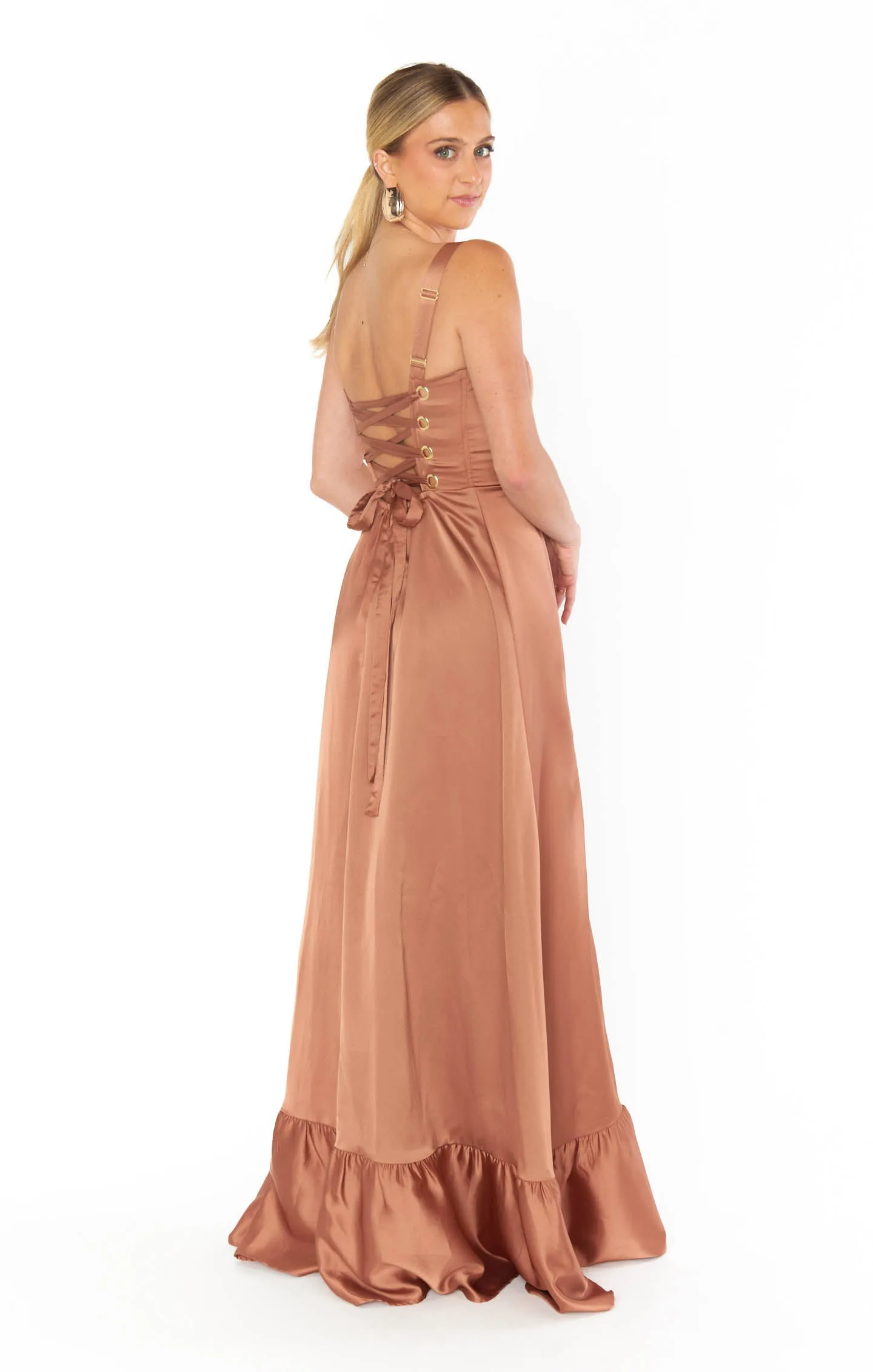 Clarissa Corset Dress ~ Copper Luxe Satin