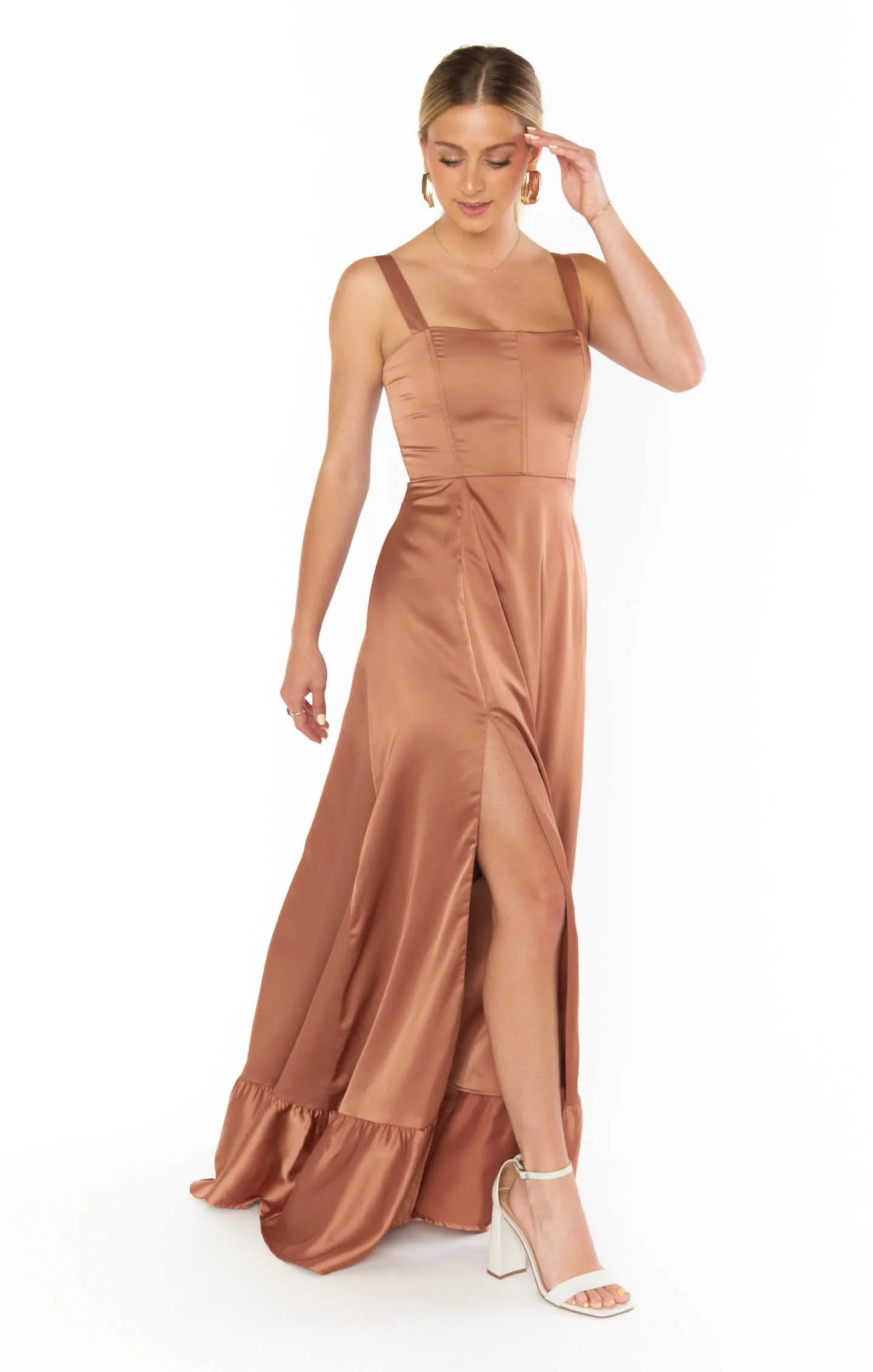 Clarissa Corset Dress ~ Copper Luxe Satin