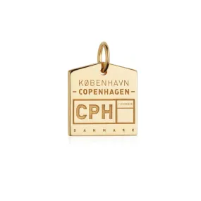 Copenhagen Denmark CPH Luggage Tag Charm Gold