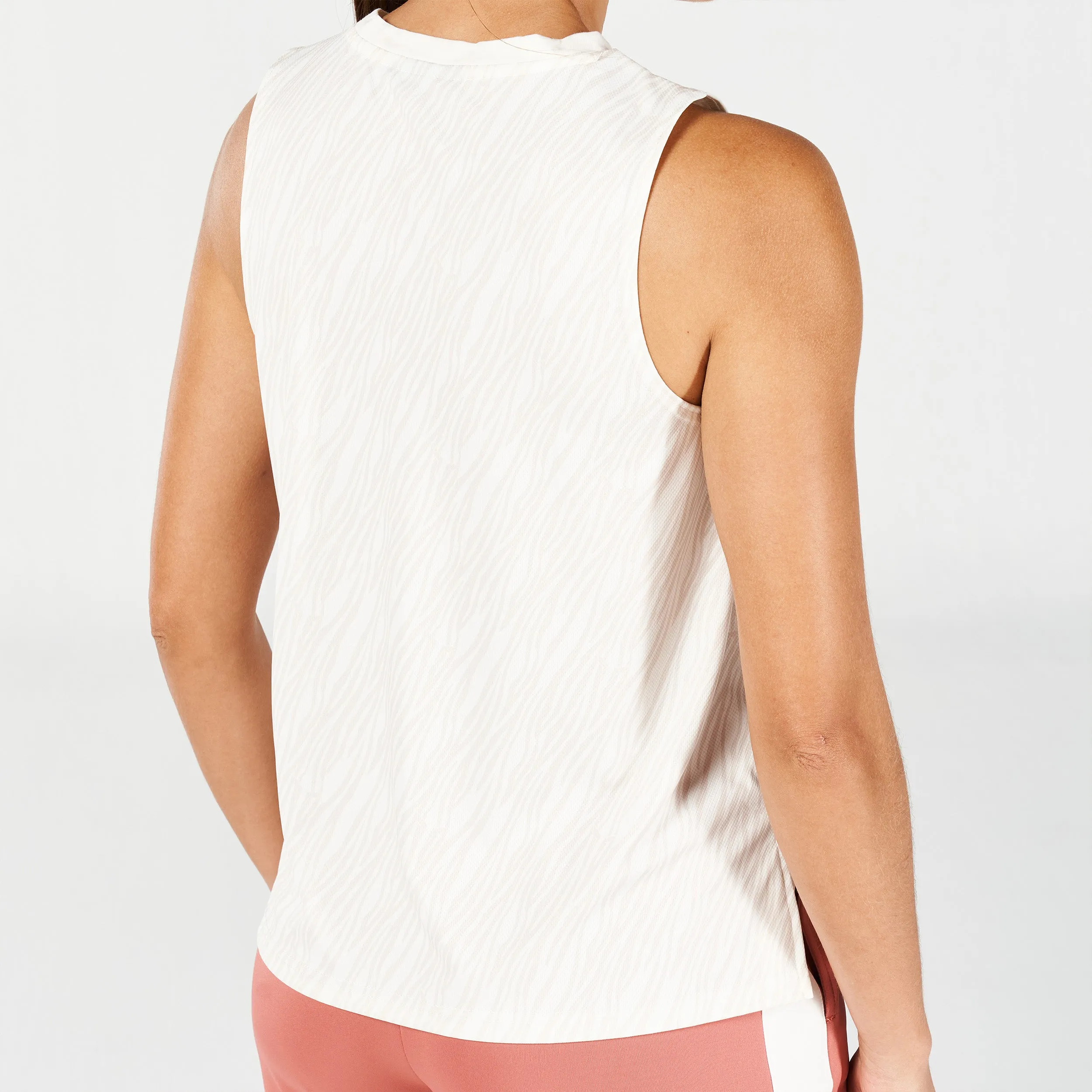 Core Wild Print Back Tank - Pearl White