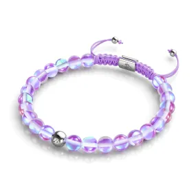 Cosmic Purple | Silver | Galaxy Glass Macrame Bead Bracelet