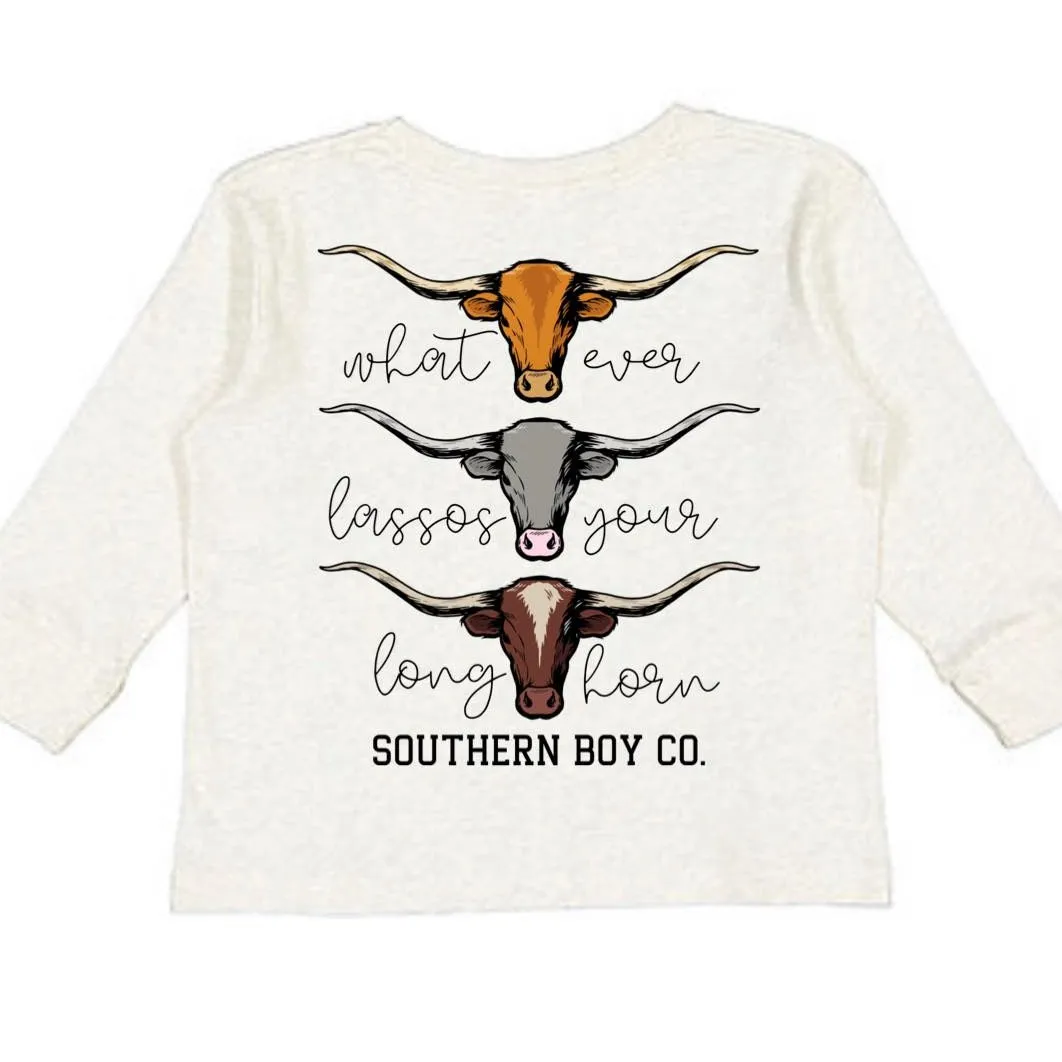 (Cream/Long) Whatever Lassos Your Longhorn Kids Tee (D)