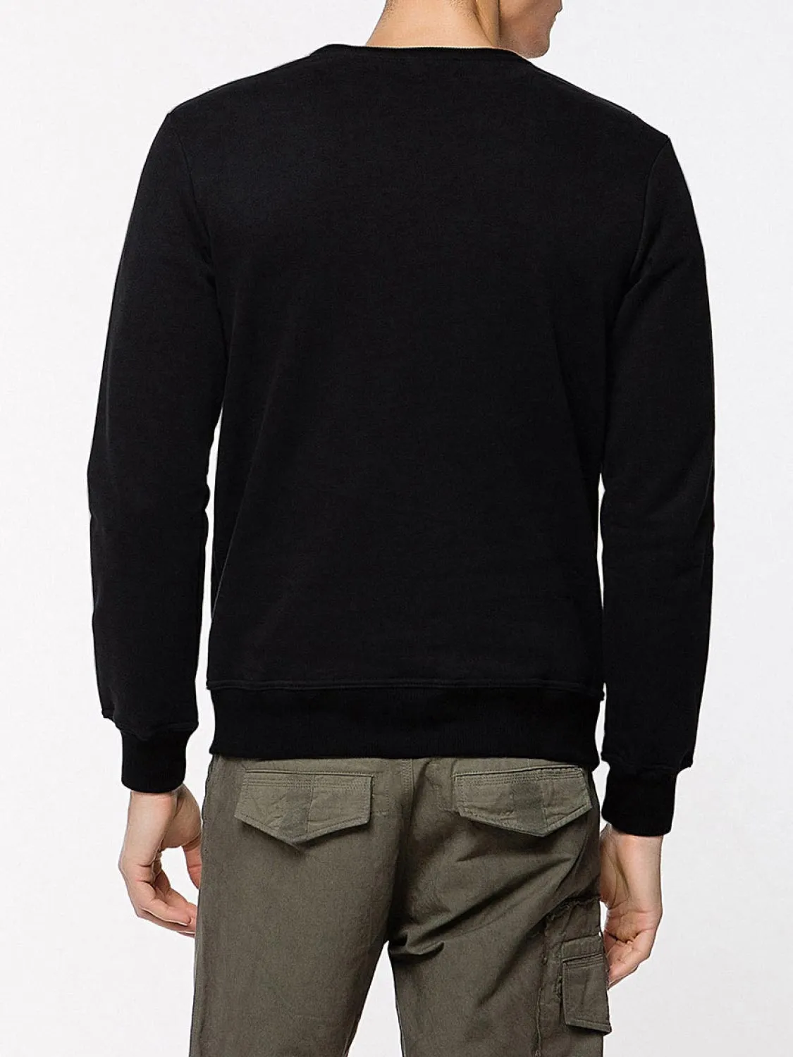 Crew Neck Organic Cotton Sweatshirt Black