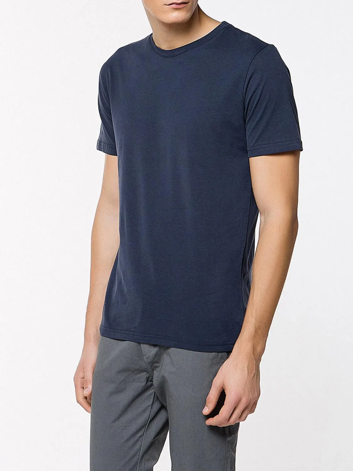 Crew Neck Organic Cotton T-shirt Navy