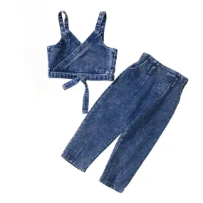 Cross Tank Denim Pant Set