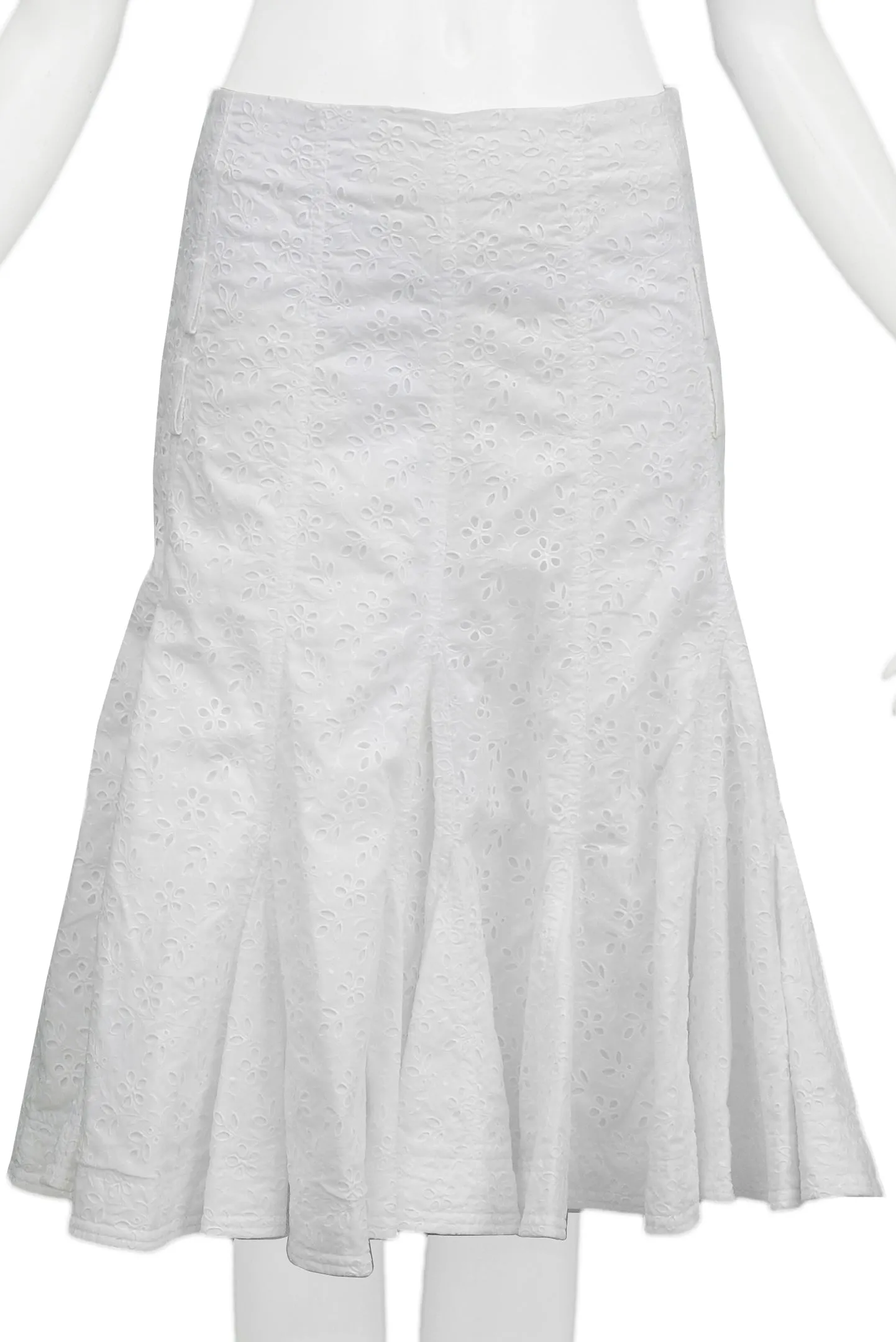 DIOR WHITE EYELET FLARE SKIRT