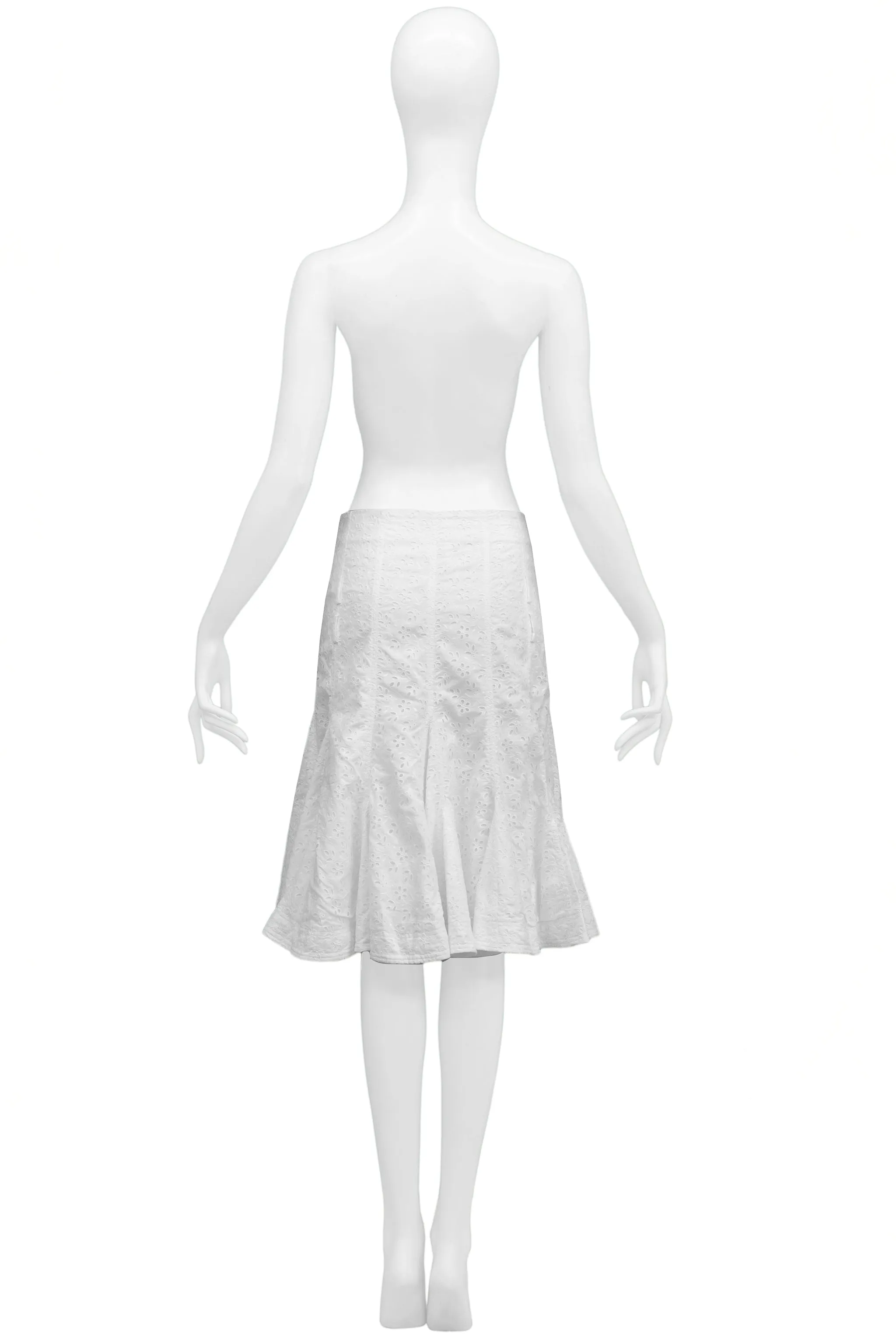 DIOR WHITE EYELET FLARE SKIRT