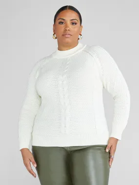 Evelyn Mockneck Cable Knit Sweater