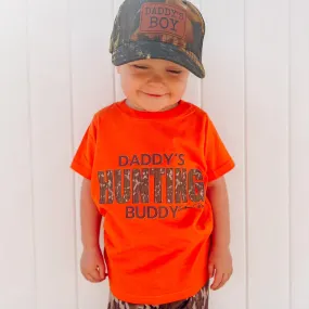 (FRONT) Orange Camo Daddy's Hunting Buddy Kids Tee