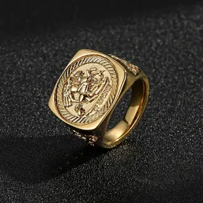 Gold Filled Bonded Dragon Slayer Sovereign Ring Size R/V