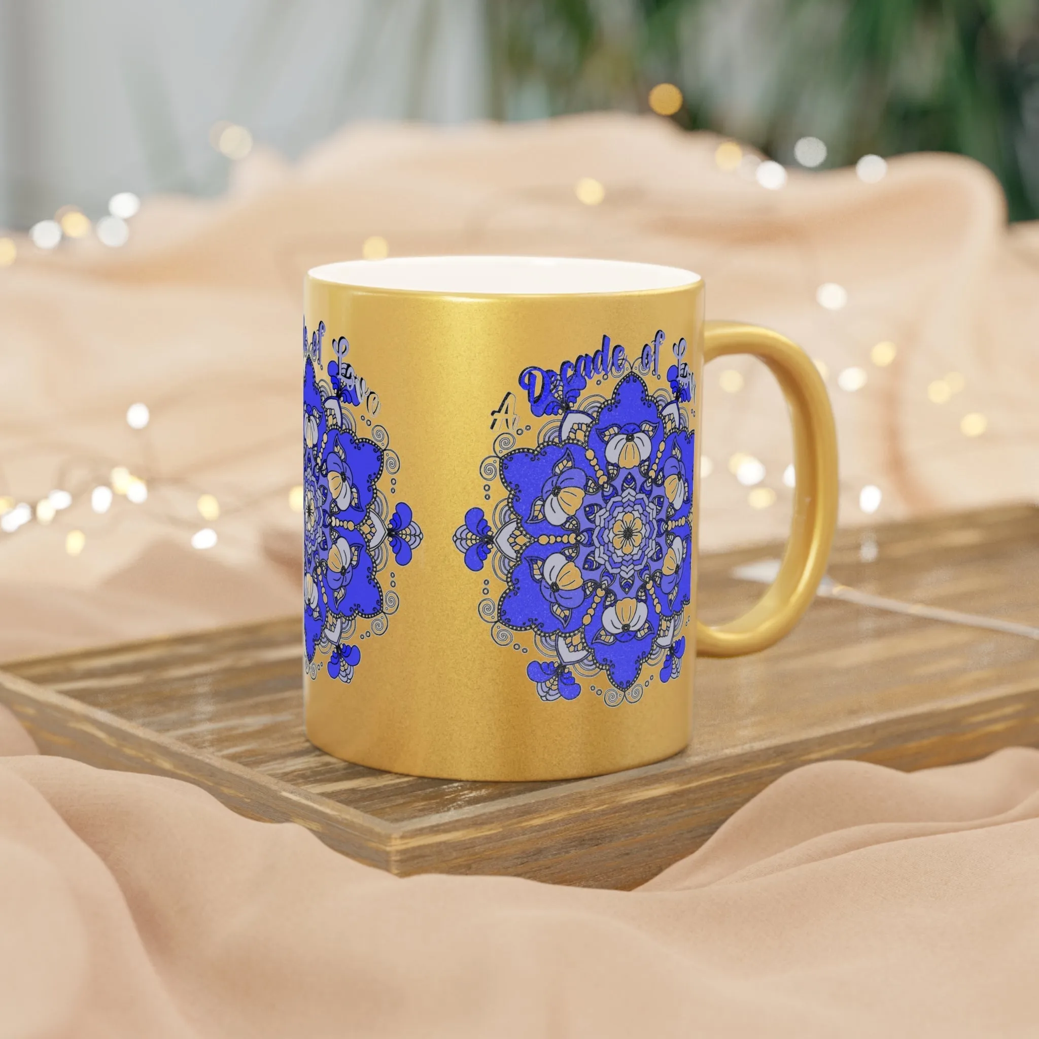 Hand Drawn Mandala 10th Anniversary Metallic Mug