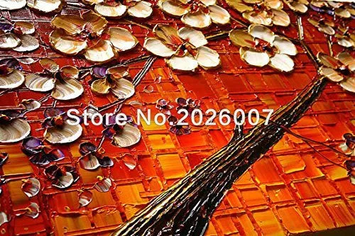 Hand Painted Abstract Wall Art Modern Home Decoration Red Flower Art Palette Thick Palette Knife Oil Painting On Canvas (32x64inch)