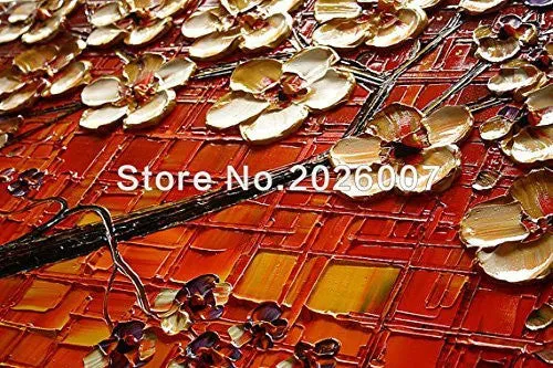 Hand Painted Abstract Wall Art Modern Home Decoration Red Flower Art Palette Thick Palette Knife Oil Painting On Canvas (32x64inch)