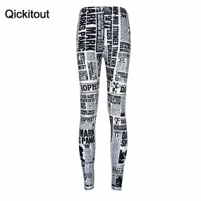 High quality Hot Women Hot Leggings Digital Print Black letter white paper styles women's Fitness Sexy LEGGING Drop shipping