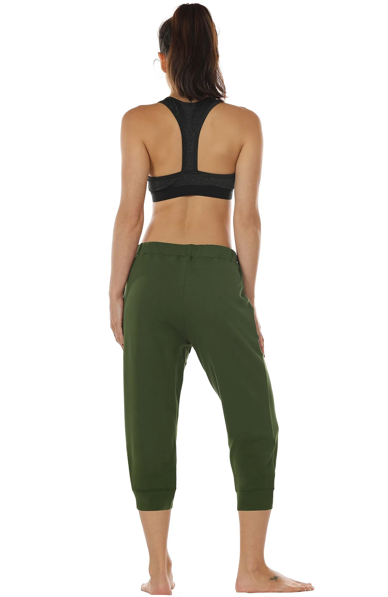 icyzone Women's French Terry Jogger Lounge Sweatpants - Active Capri Pants for Women