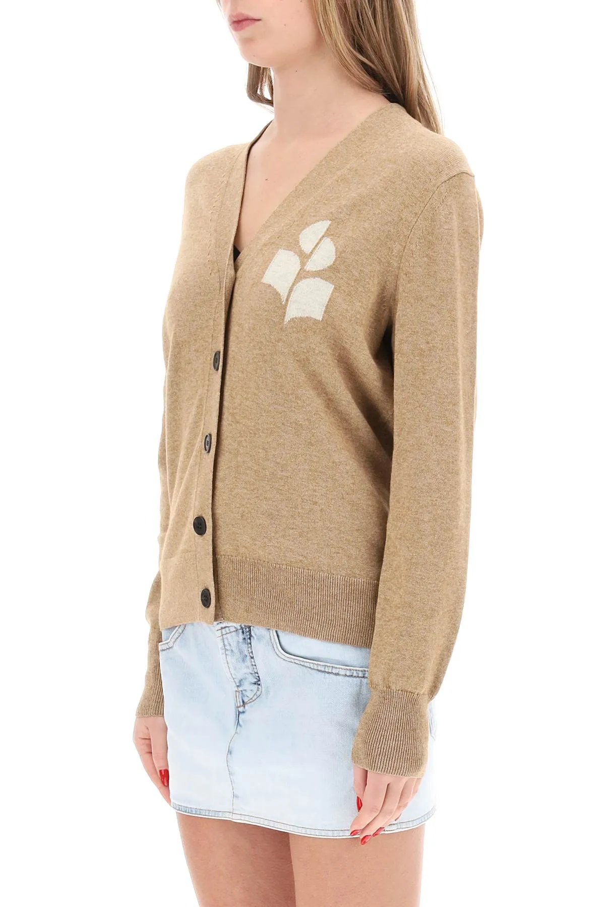 ISABEL MARANT ETOILE karin cardigan with logo intarsia