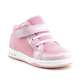 Jazamé Toddler Girls' Kids High-Top Faux Lace Easy Fashion Sneakers Shoes