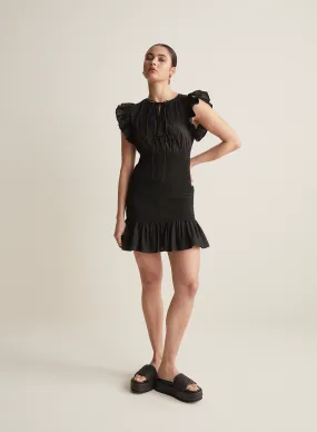 Joyce Silk Cotton Mini Dress | Black