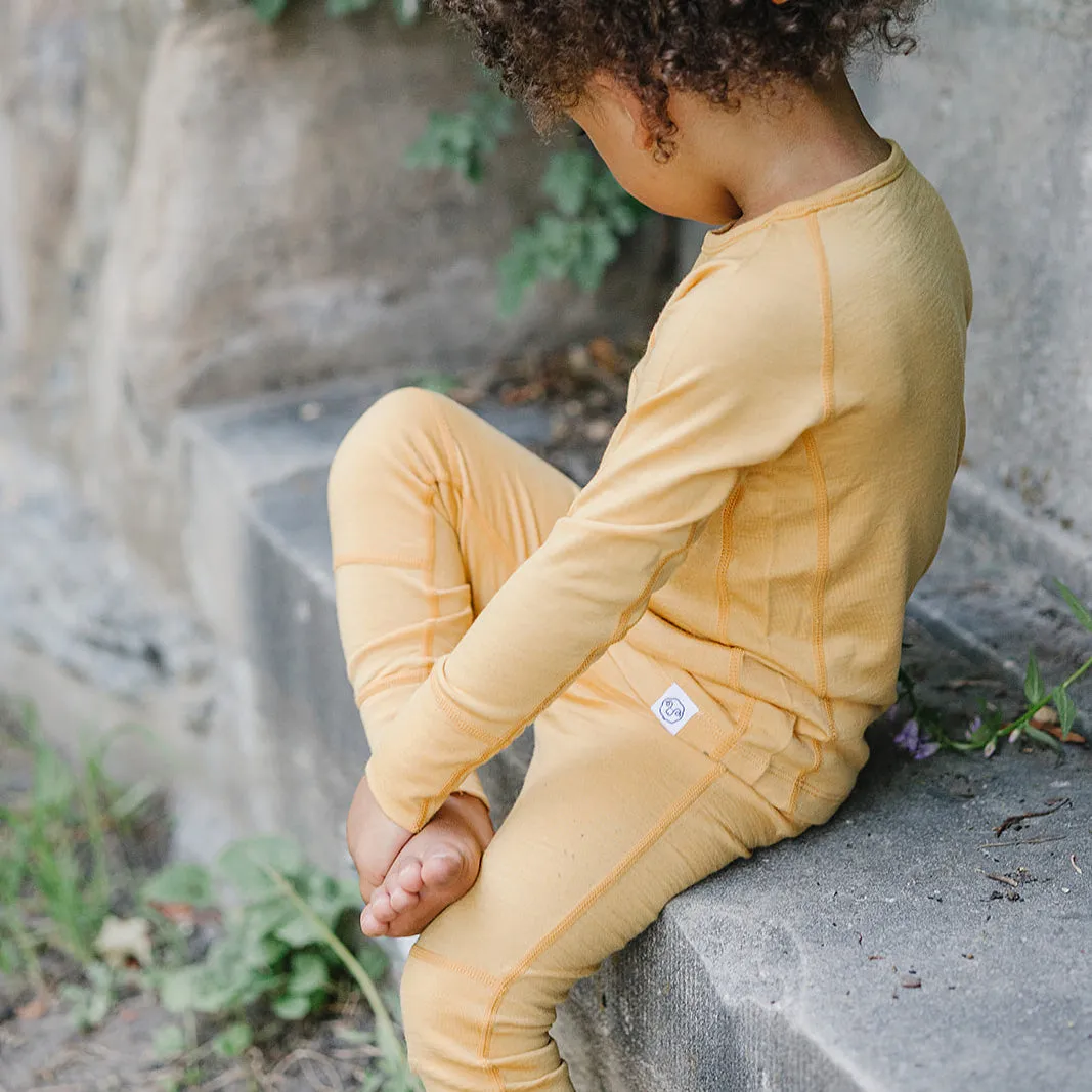 Kids Merino Wool Base Layer, Long Sleeve Top, Honey