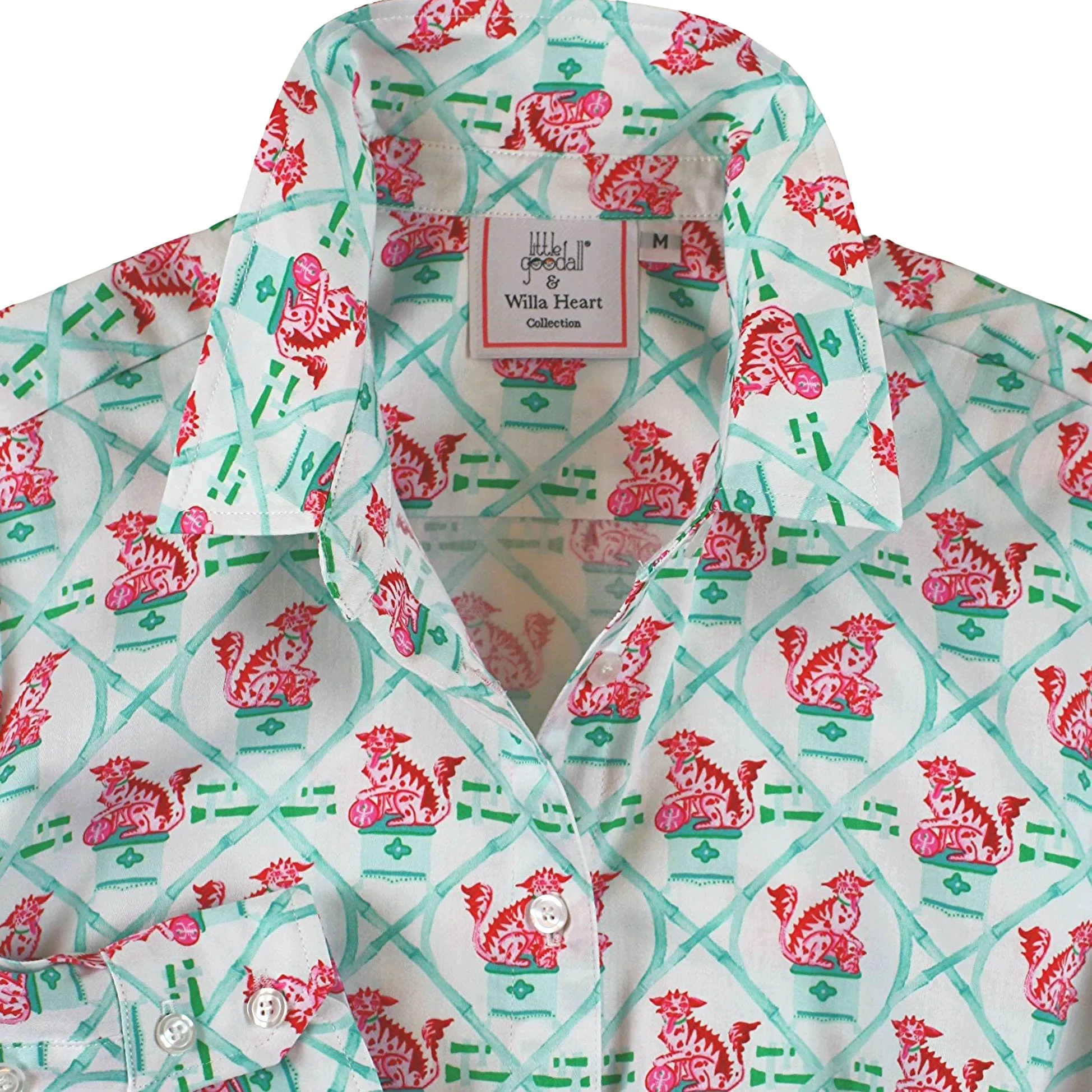 Ladies Classic Shirt in Willa Heart Foo Dog Print