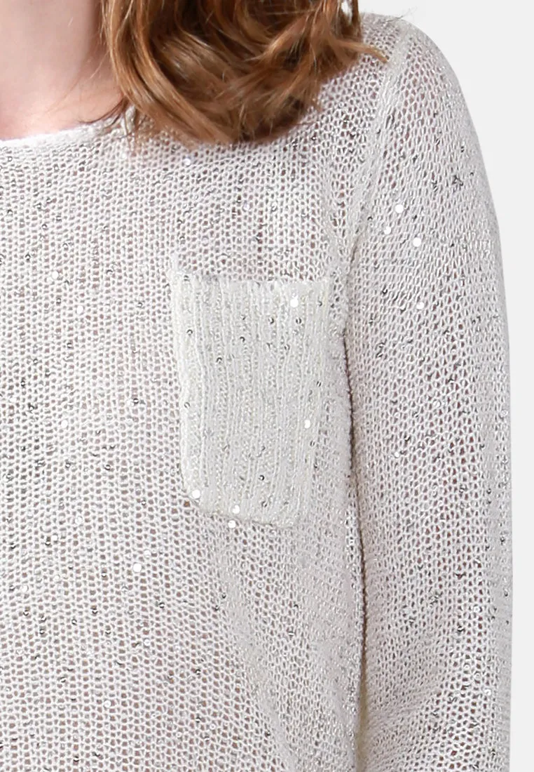 Long Sleeve Sequin Knit Sweater