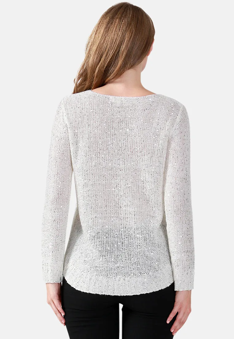 Long Sleeve Sequin Knit Sweater