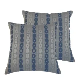 NUNO Throw Pillow Pair: "Donuts" (Blue)