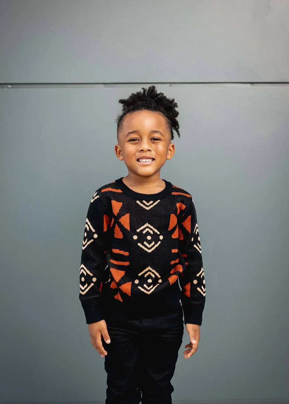 Oma Kid's African Print Sweater (Natural Mudcloth)