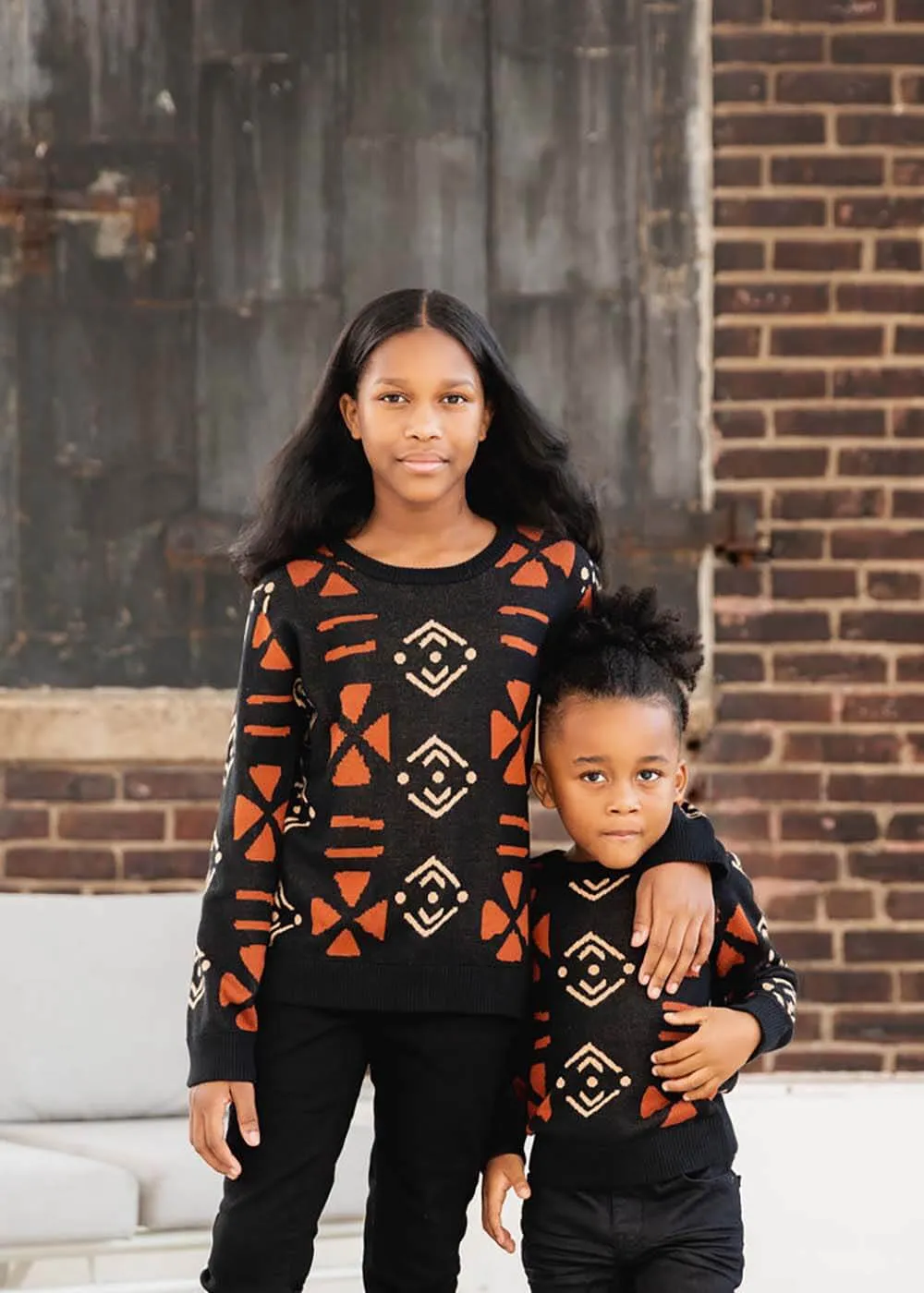 Oma Kid's African Print Sweater (Natural Mudcloth)