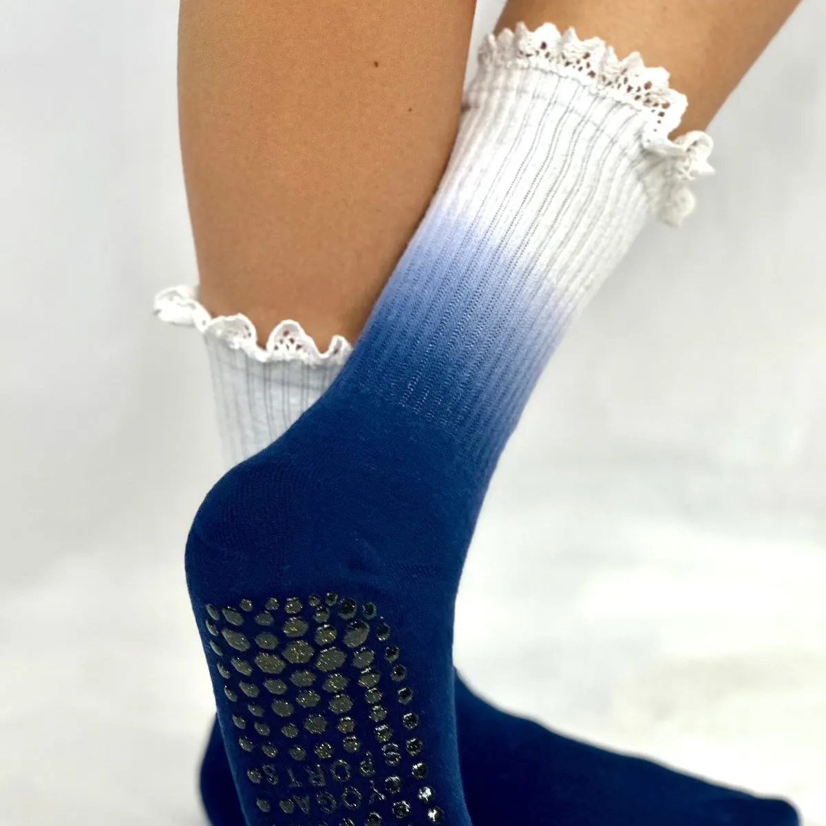 OMBRE  yoga grip crew socks - navy