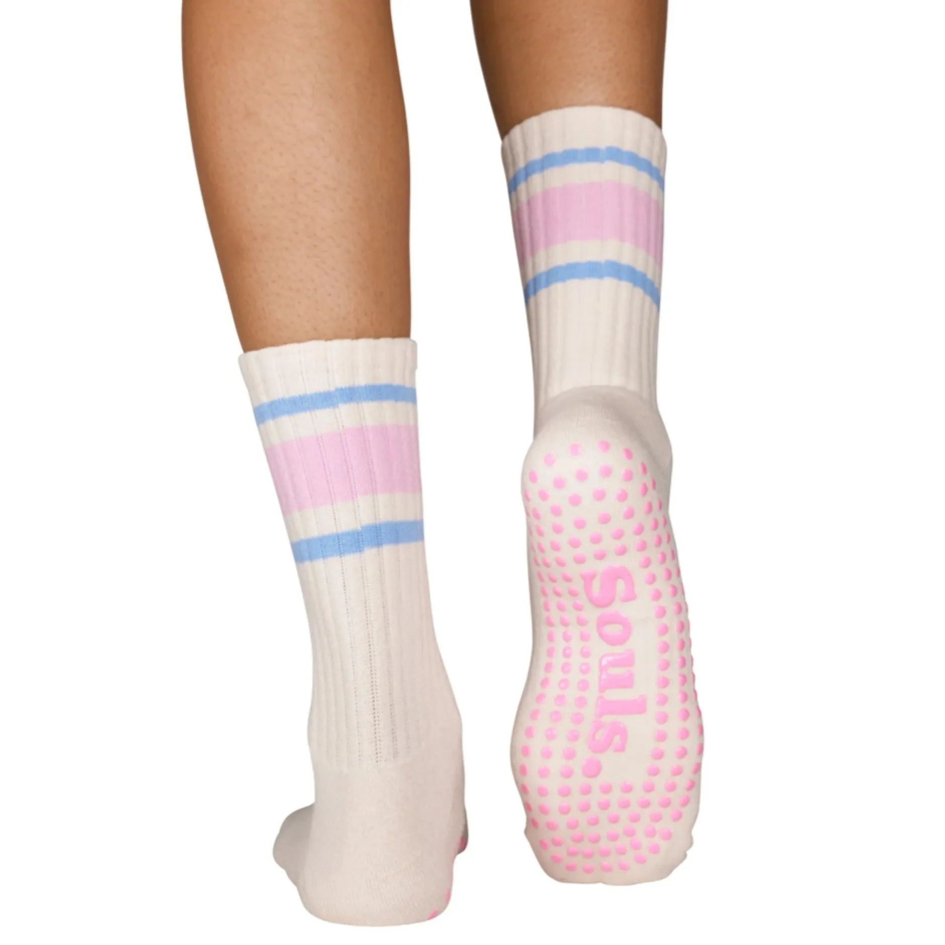 Pink Retro - Crew Grip Sock (Barre / Pilates)