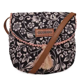 Polyester Fabric With Flap Crossbody Sling/Travel Pouch With  Pu Handle