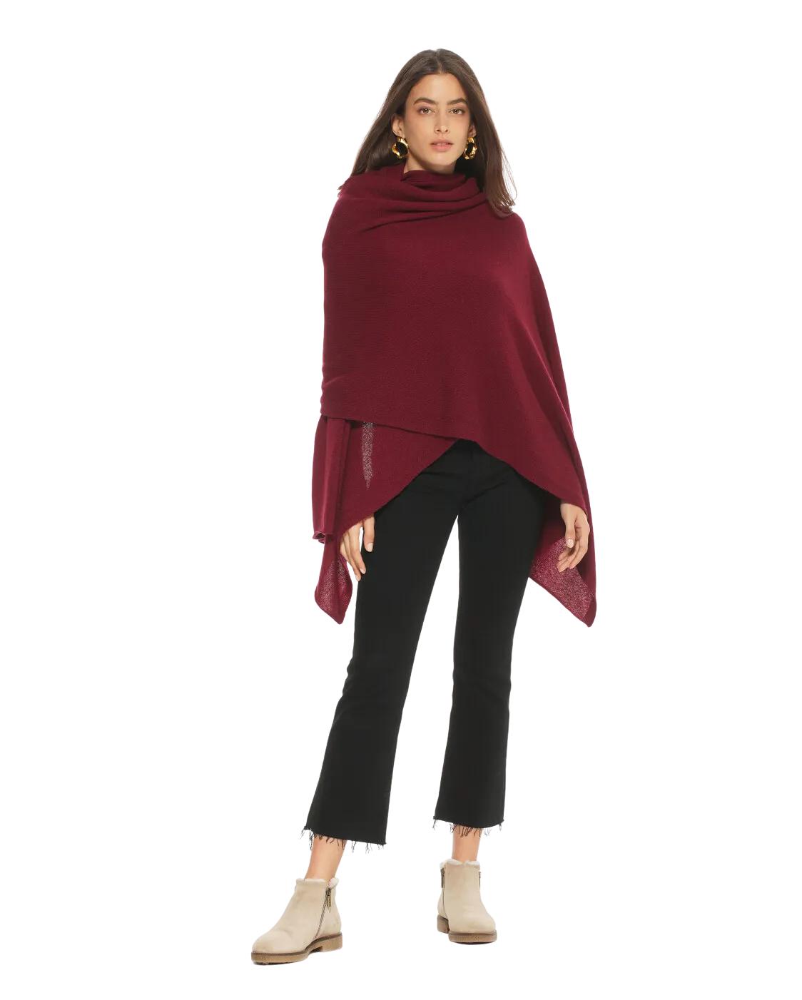 Pure Cashmere Maxi Wrap Bordeaux