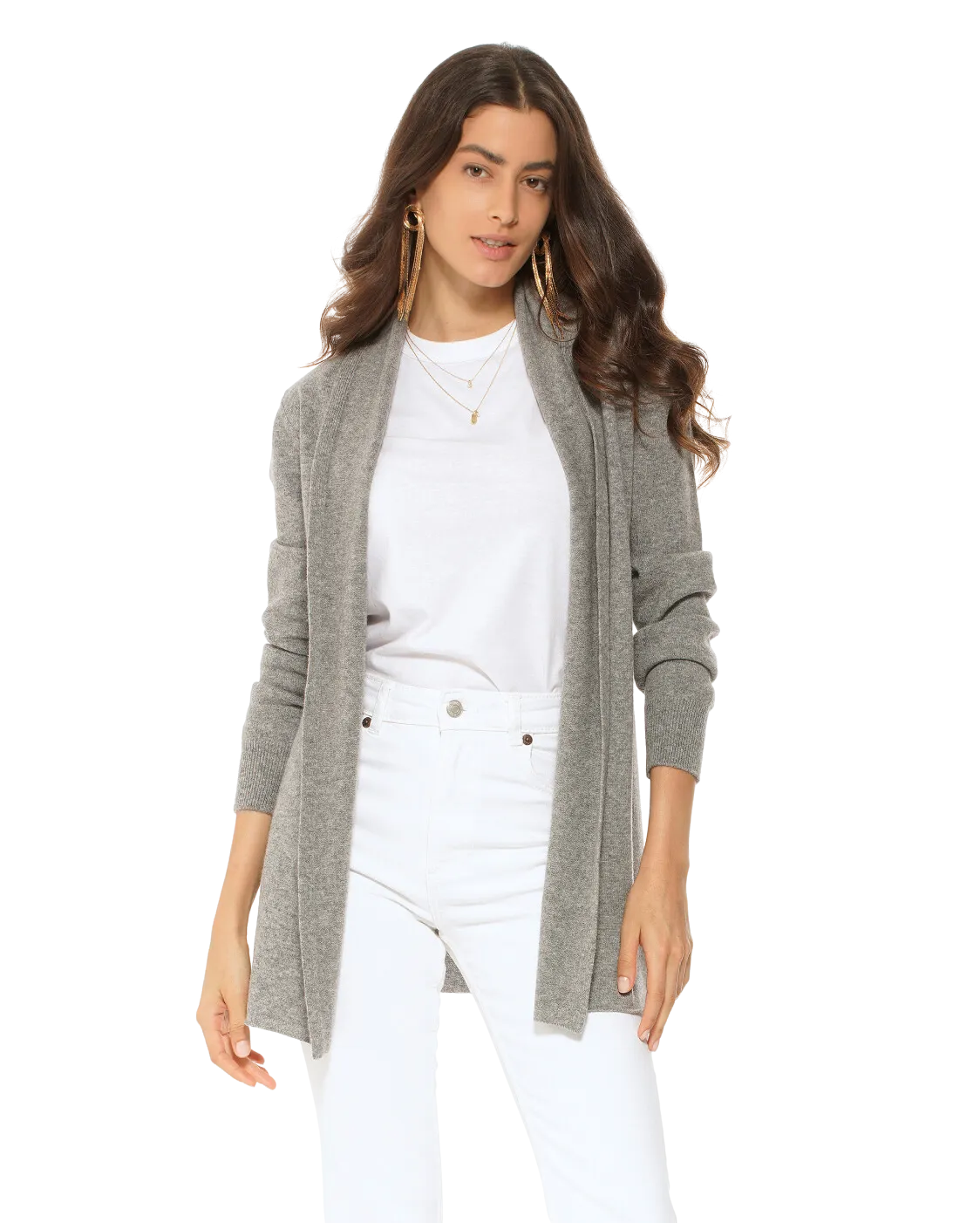 Pure Cashmere Open Front Cardigan Medium Grey