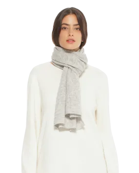 Pure Cashmere Plain Knit Scarf Light Grey