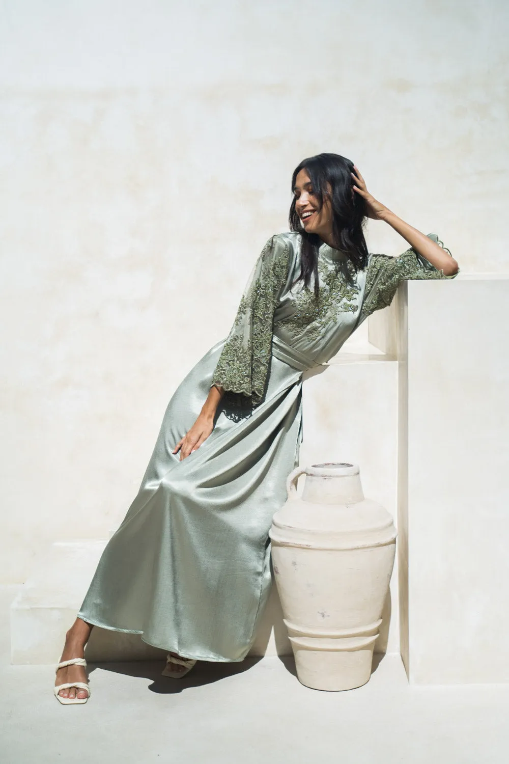 Sage Blooms abaya