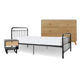 Sonata Black Single Four Piece Bedroom Set