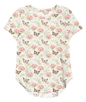 Sweet Summer Butterfly Gardens - Women's Printed Bamboo Short Sleeve Top