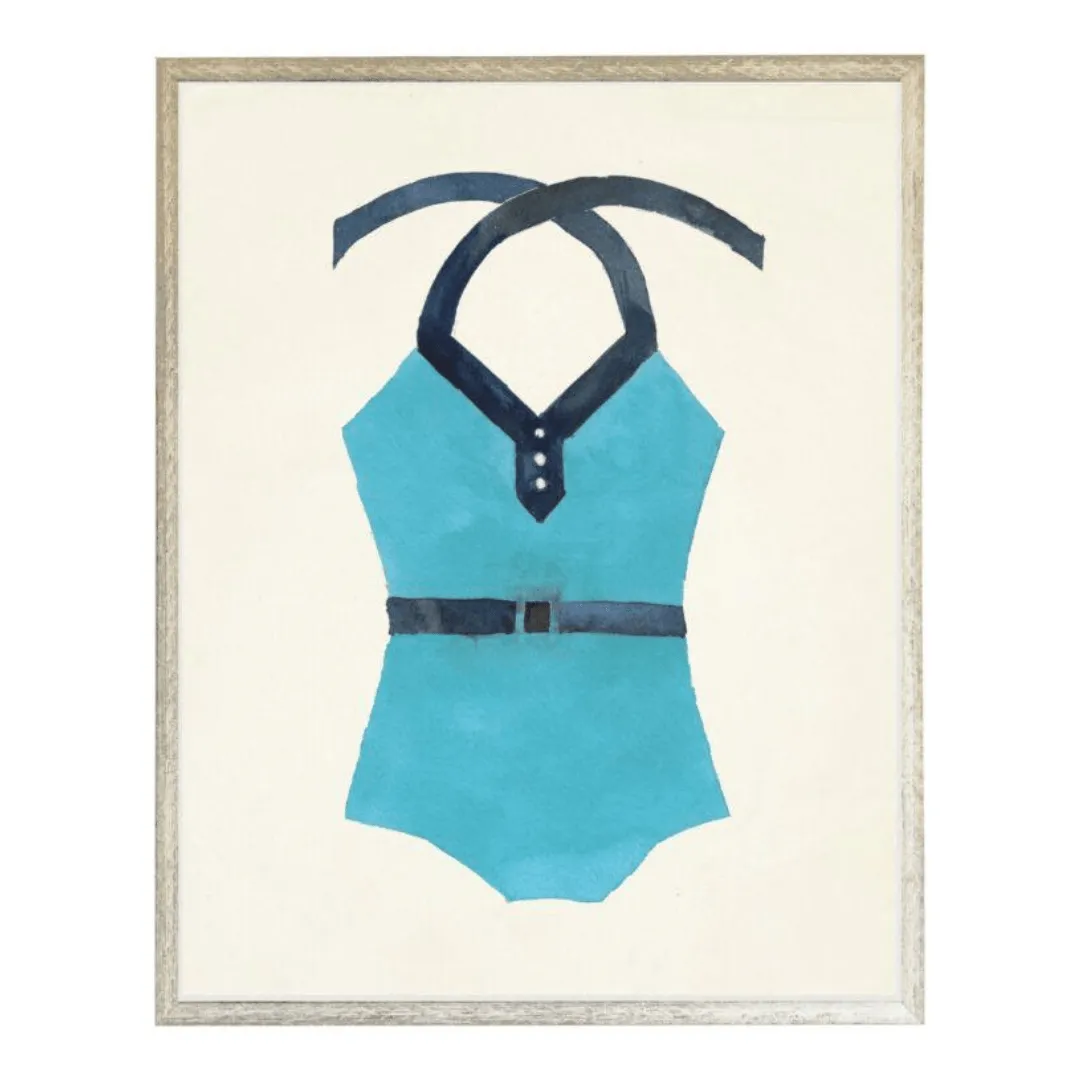 Teal with Navy Belt Bathing Suit Artwork