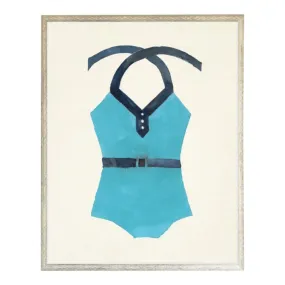 Teal with Navy Belt Bathing Suit Artwork