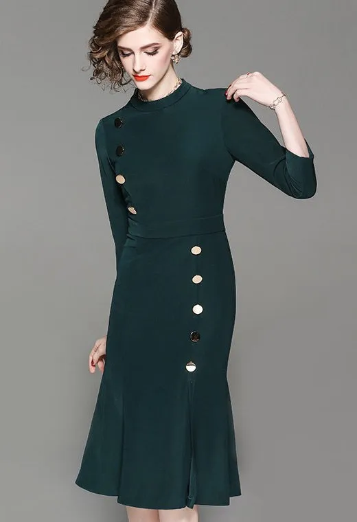 Tencel Dress W/ Button Detail