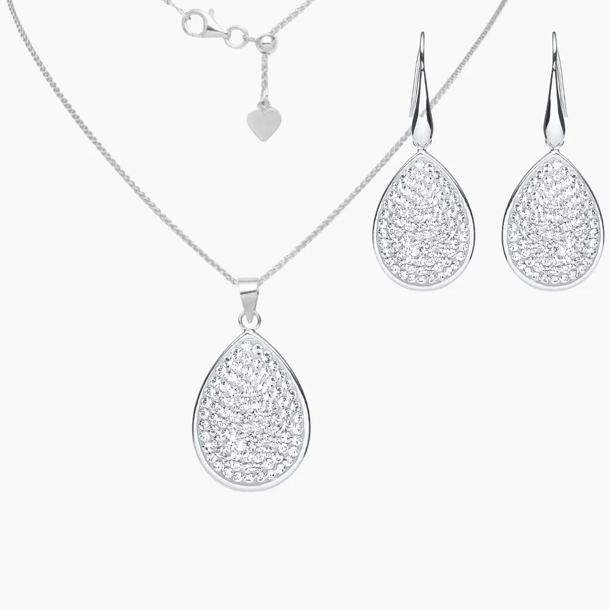 The Pave Swarovski Crystal Teardrop Necklace & Earring Set