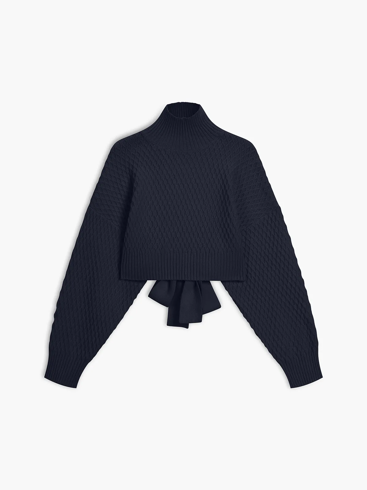 Tie Back Mock Neck Sweater